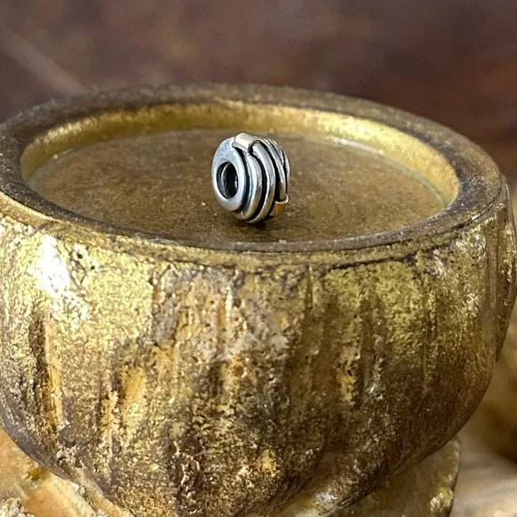 Pandora Two Tone 14K Gold Silver Twisted Rope Charm - Picture 8 of 15